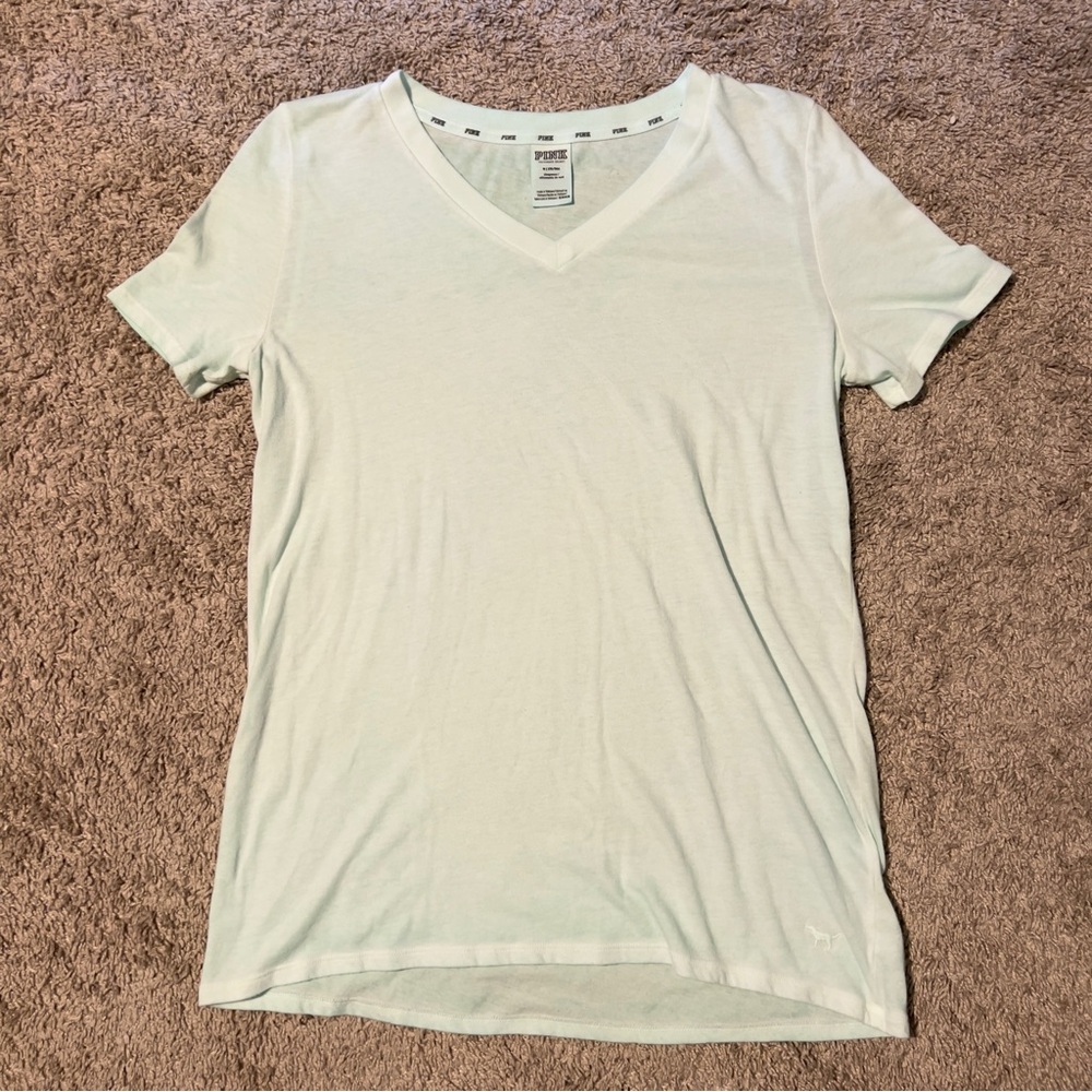 Mint Green PINK Victoria’s Secret V-Neck T-Shirt